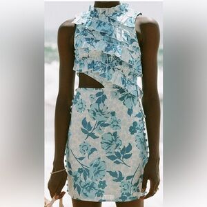 NWT Sabo Floral Blue Cutout Dress size AUS L/12, US size 8